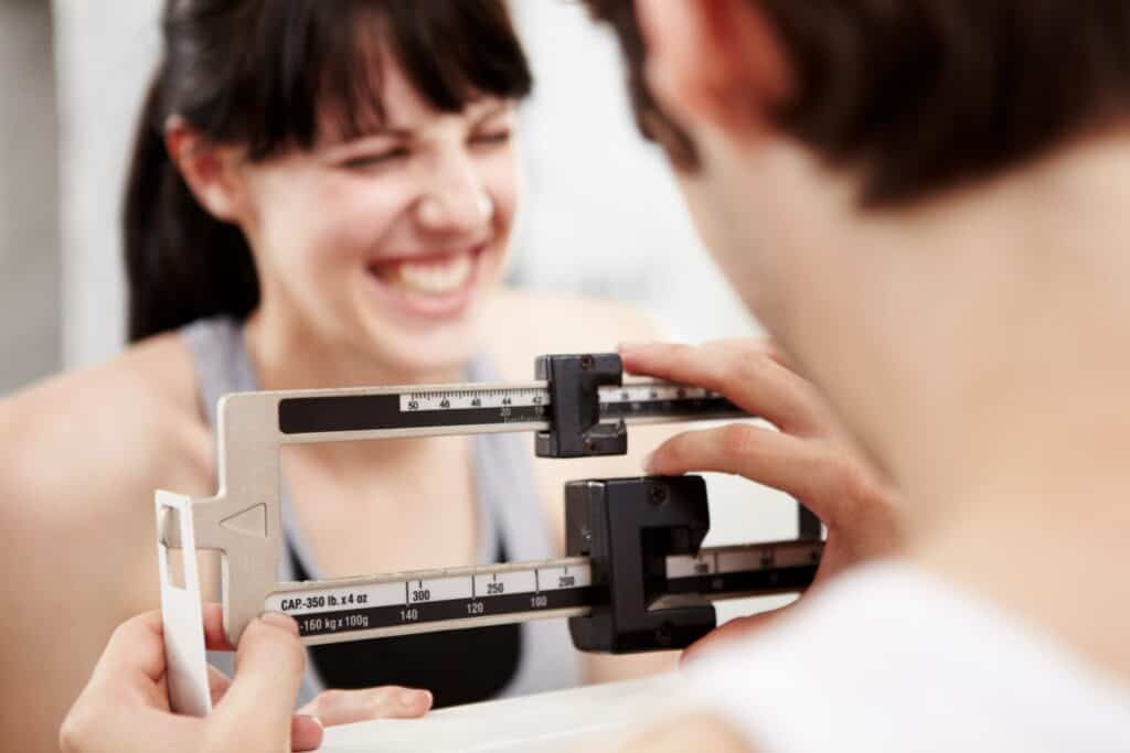 female patient talking and excited about weight loss