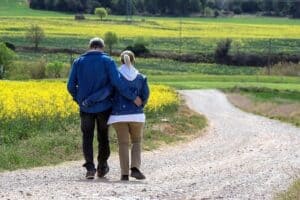 walk, couple, flower background