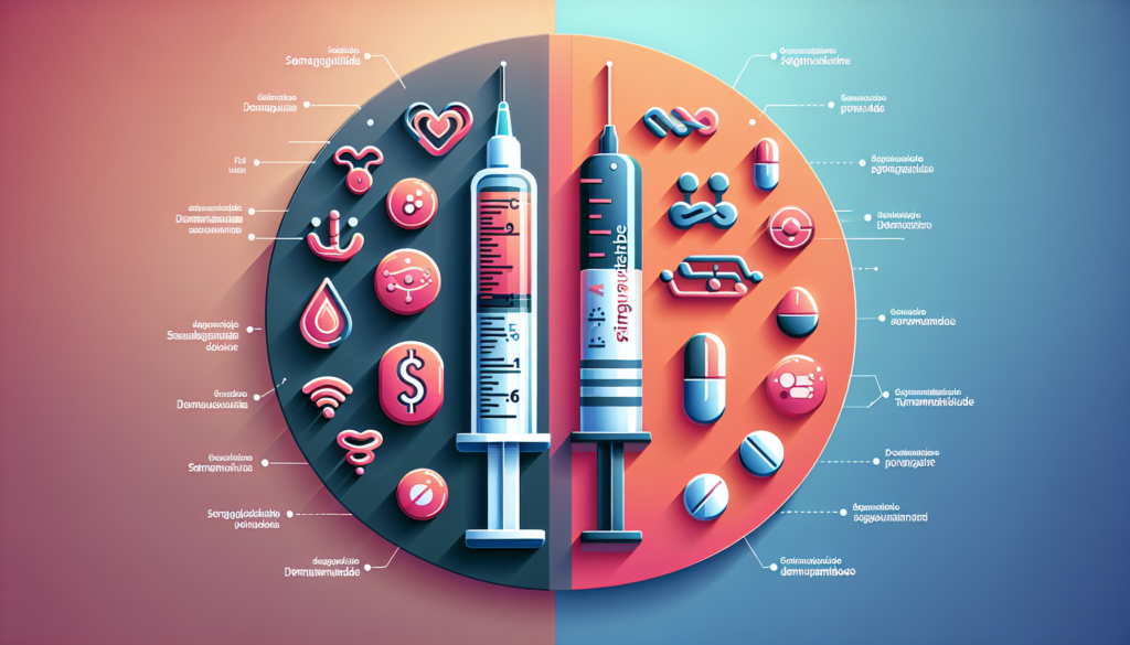 A comparison chart illustrating key differences between semaglutide and tirzepatide.